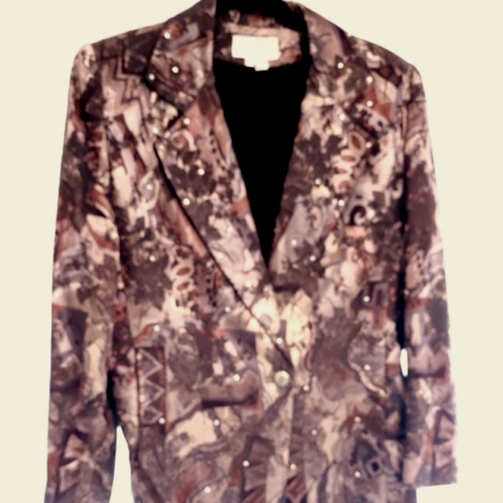Lori Zoni Brocade Everything Jacket with Rhinestones